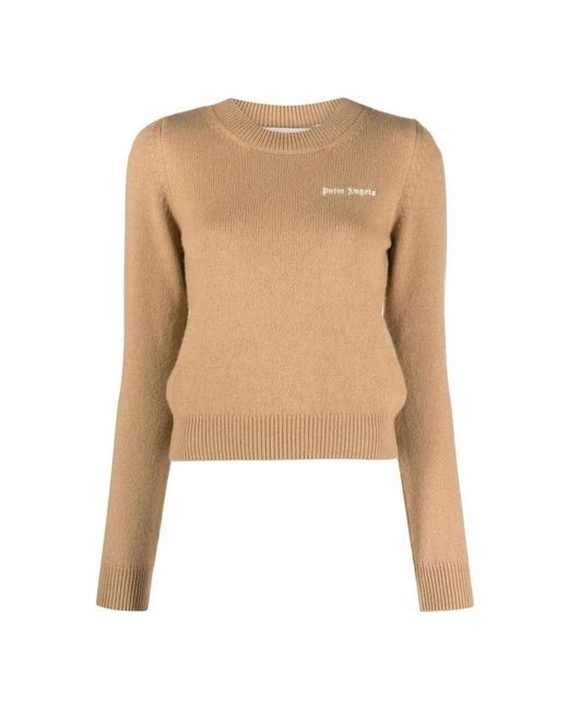 Palm Angels Natural Round-Neck Knitwear