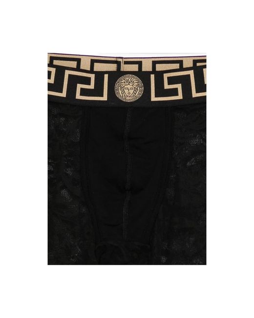 Versace Ondergoed ,Zwart ,Sheer Logo Waistband Stretch-Fit Briefs in het Black voor heren