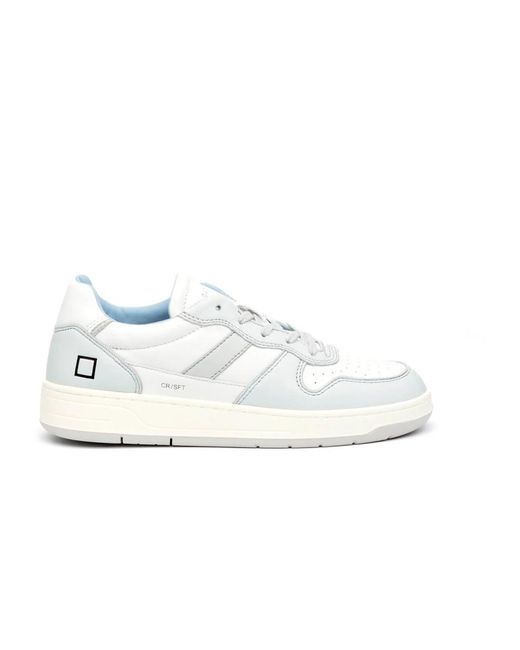 Sneakers in pelle bianco e azzurro di Date in White da Uomo
