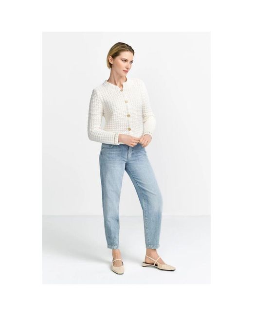 Rich & Royal White Strukturierter boxy cardigan