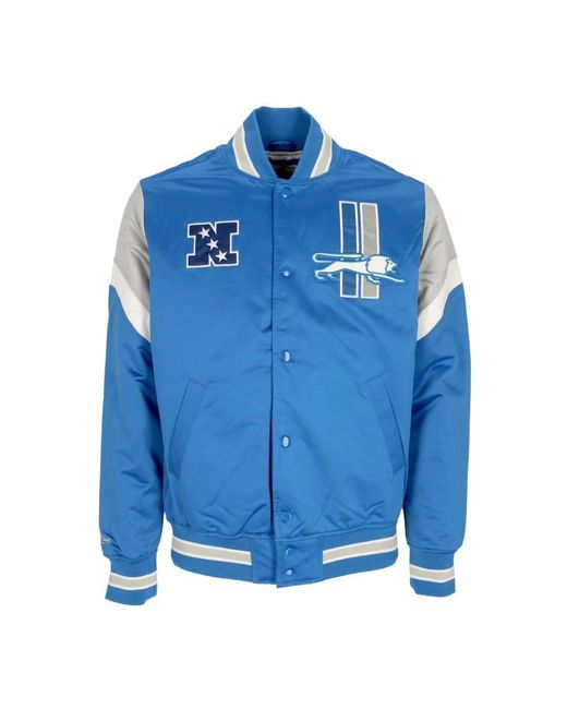 Mitchell & Ness Jassen ,Blauw ,Polyester Detroit Lions Bomberjack Nfl Teamkleuren in het Blue voor heren