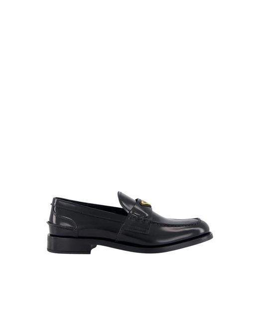 Prada Black Schwarze Lederslipper