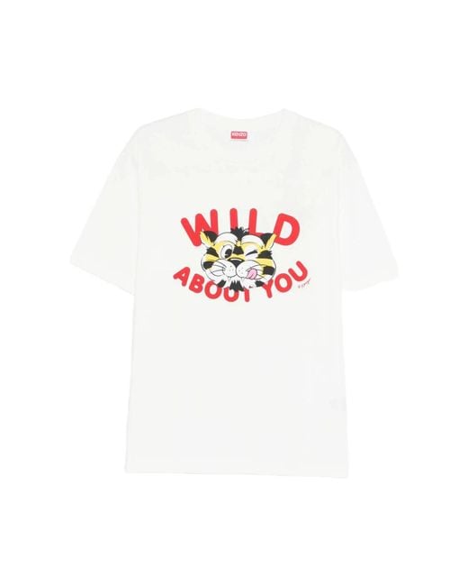 KENZO Tops ,Wit ,Fg 55Ts 2064Sg 02 T-Shirt in het White voor heren