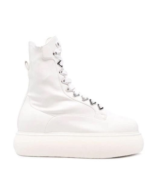 The Attico White Lace-Up Boots