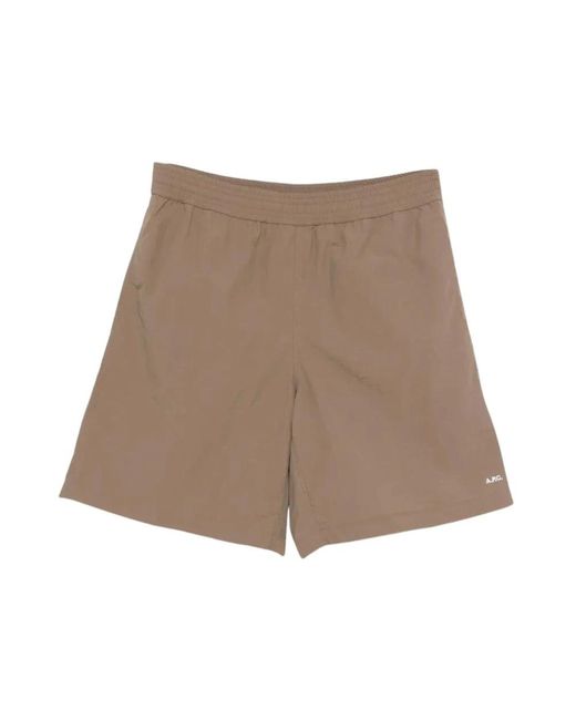 A.P.C. Korte Broeken ,Polyester Rio Drawstring Shorts in het Brown voor heren