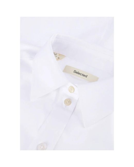 SELECTED Overhemden ,Wit ,Katoen Oversize Ls Shirt Voor Vrouwen in het Purple