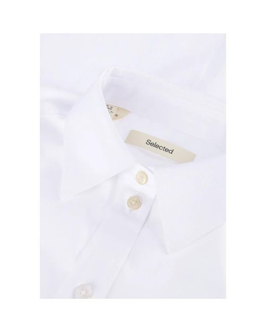 SELECTED Overhemden ,Wit ,Katoen Oversize Ls Shirt Voor Vrouwen in het Purple