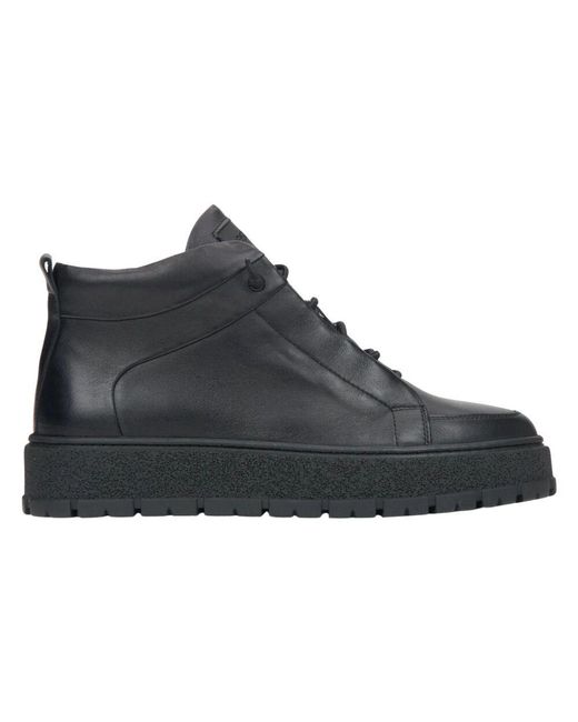 ESTRO Sneaker in schwarz aus echtem italienischem leder mit leichter isolierung in Black für Herren