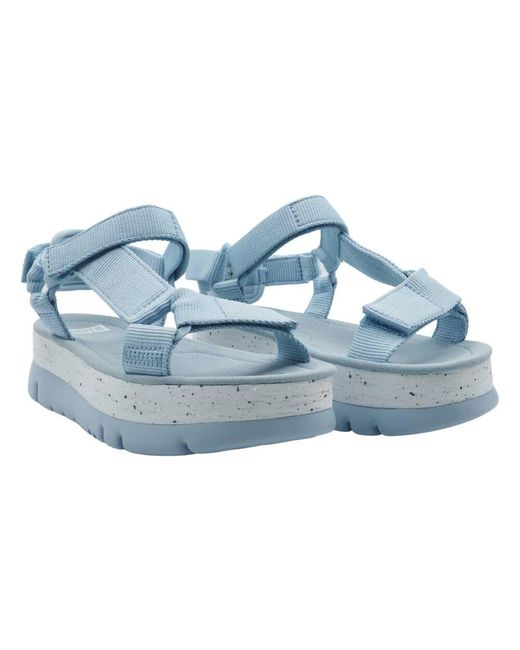 Camper Blue Blaue Plateau-Sandalen Mit Klettverschluss