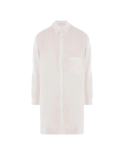 Yohji Yamamoto White Durchsichtige Drapierte Bluse