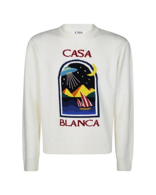 Casablanca White Round-Neck Knitwear for men