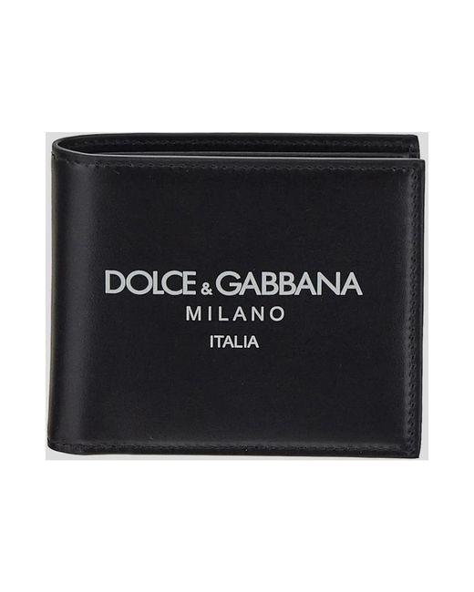 Dolce & Gabbana Logo print kalbsleder bi-fold geldbörse in Black für Herren
