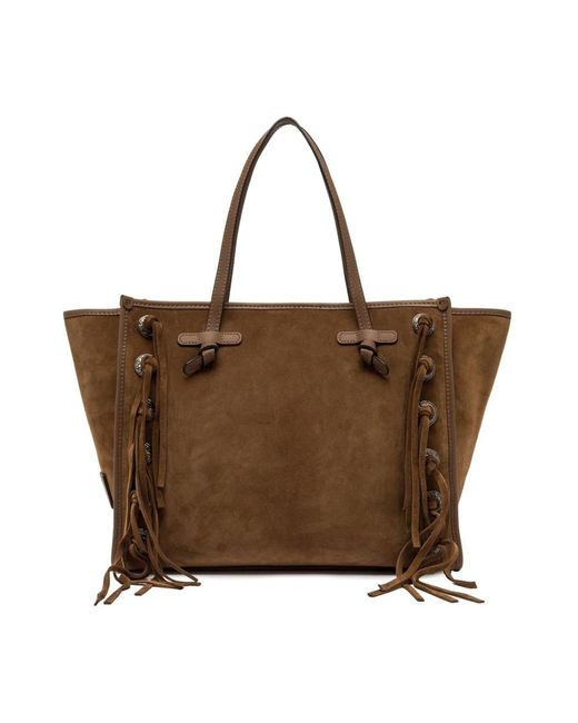 Gianni Chiarini Brown Wildleder-Tasche Mit Fransen Und Nieten