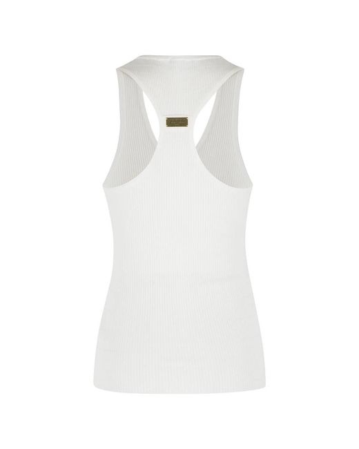 Elisabetta Franchi White Sleeveless Tops