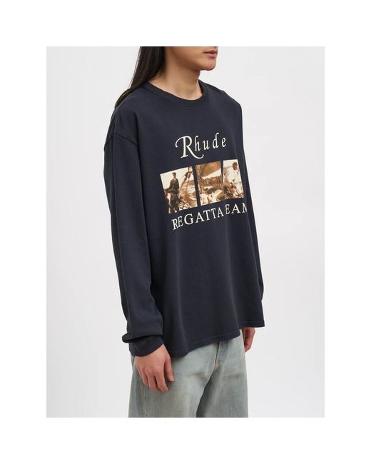 Rhude Black Long Sleeve Tops