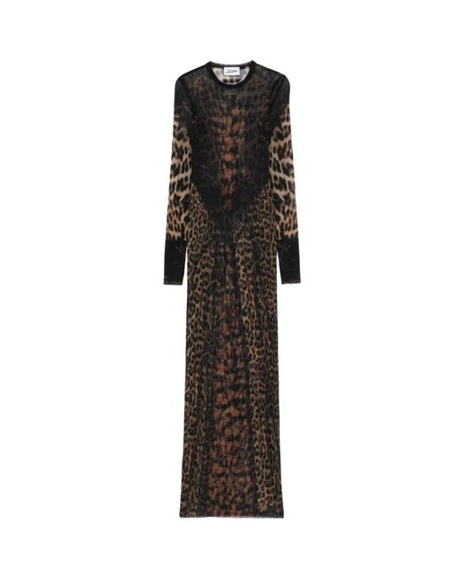 Jean Paul Gaultier Leopard Print Long Dress in Black | Lyst