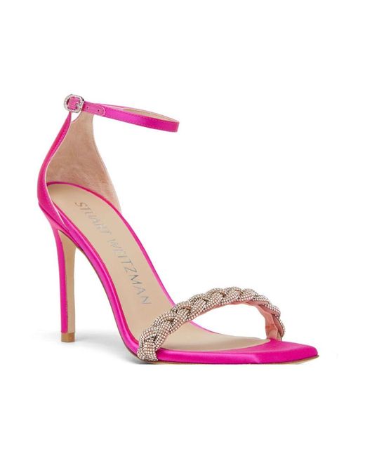Stuart Weitzman Pink Nudistcurve 100 Highshine Sandal