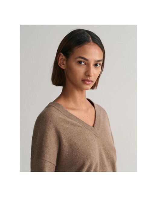 Knitwear > v-neck knitwear Gant en coloris Brown