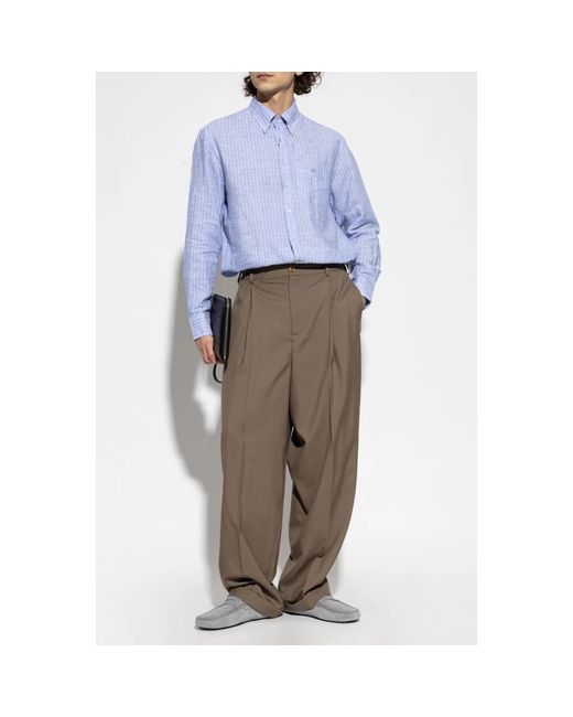 Etro Overhemden ,Blauw ,Leer Shirt Met Zak in het Blue voor heren