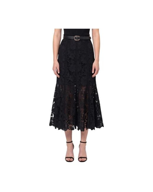 Self-Portrait Black Midi Skirts