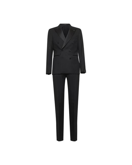 Tagliatore Kostuums ,Zwart ,Wol Sfbr 10A01 Double-Breasted Suit in het Black voor heren