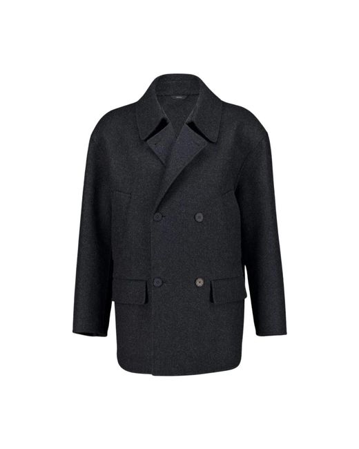 Fendi Jassen ,Zwart ,Wol Wollen Mélange Pea Coat in het Blue voor heren