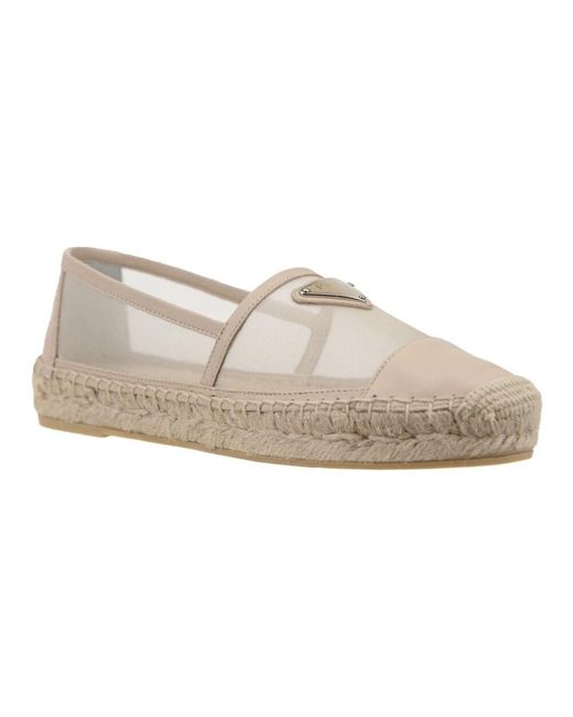 Prada White Mesh slip-on espadrilles