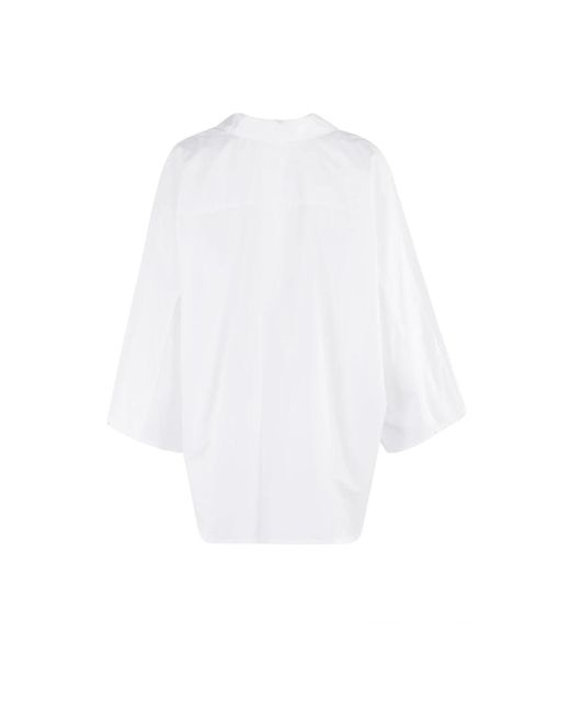 Malo White Weißes Kimono-Ärmelhemd