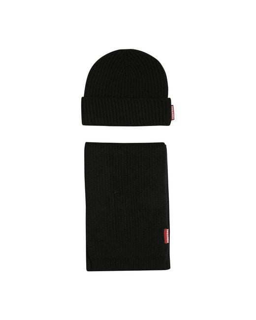 DSquared² Wollschal Und Mütze Set in Black für Herren
