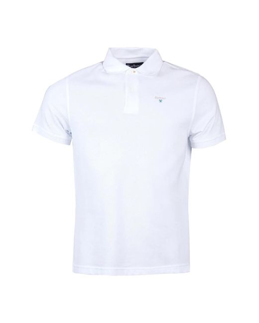 Barbour Tops ,Wit ,Katoen Sportieve Katoenen Polo Met Geborduurd Logo in het White voor heren