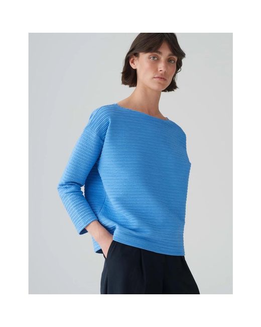 Opus Gestreepte Box Top in het Blue