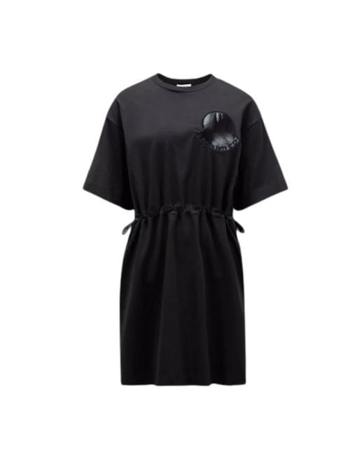 Moncler Kleedjes ,Zwart ,Katoen Zwarte Oversized T-Shirt Jurk in het Black