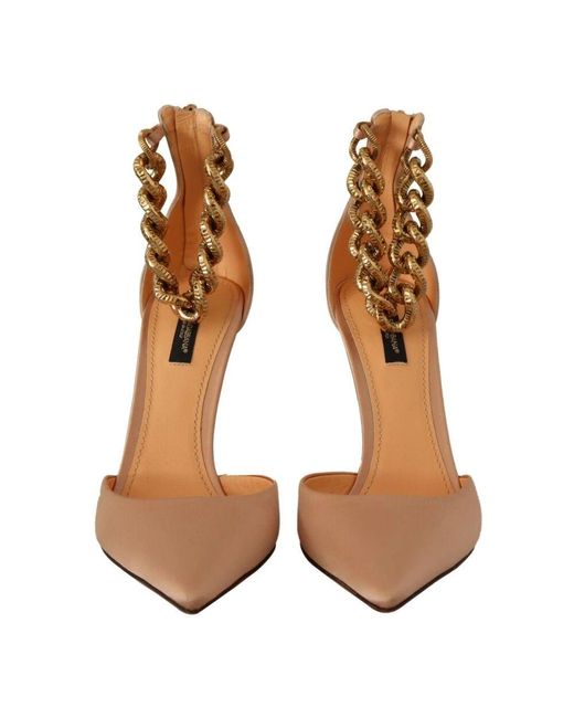 Dolce & Gabbana Brown Knöchel kettenriemen high heels pumps