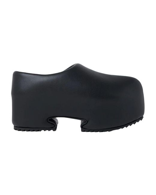 Yume Yume Black Leder-Mix-Plateau-Clogs