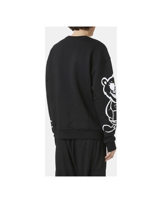Iceberg Regular Fit Schwarzer Rundhalsausschnitt-Sweatshirt Mit Bärenprint Und Logo-Stickerei in Black für Herren