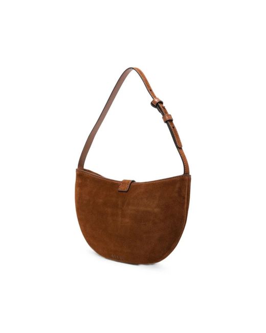 Staud Brown Harlow Horseshoe-Buckle Shoulder Bag