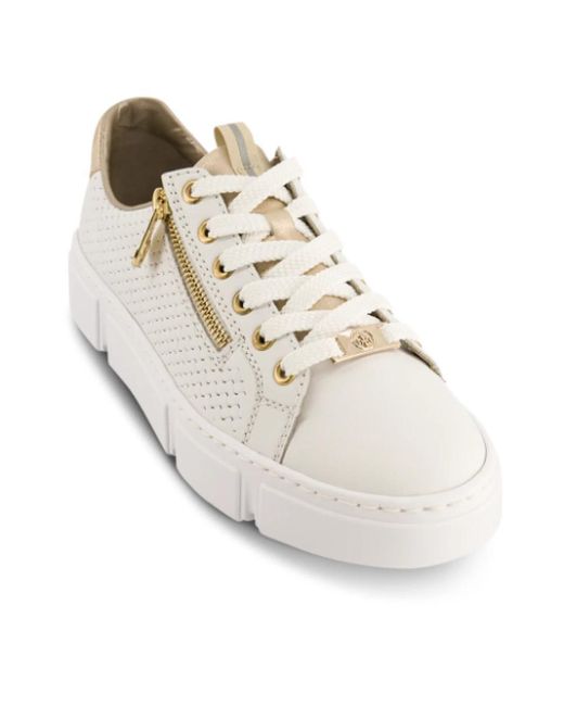Rieker White Leder sneakers mit leichten gold details