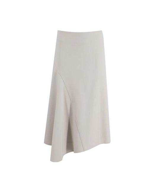 Brunello Cucinelli Rokken ,Grijs ,Snow Midi Rok Elegante Stijl in het Gray
