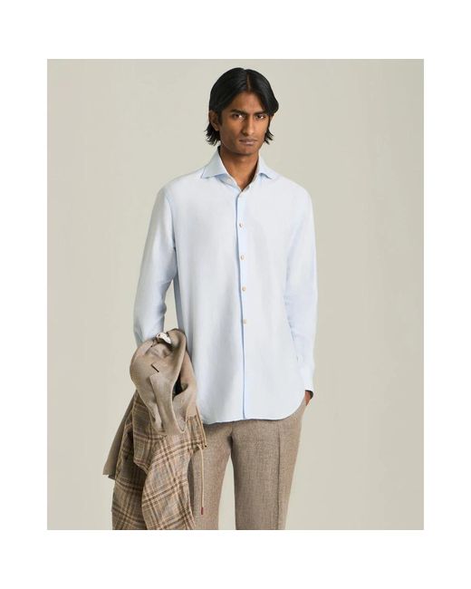 Kiton Overhemden ,Blauw ,Katoen Cotton-Hemp Blend Formeel Overhemd in het Blue voor heren