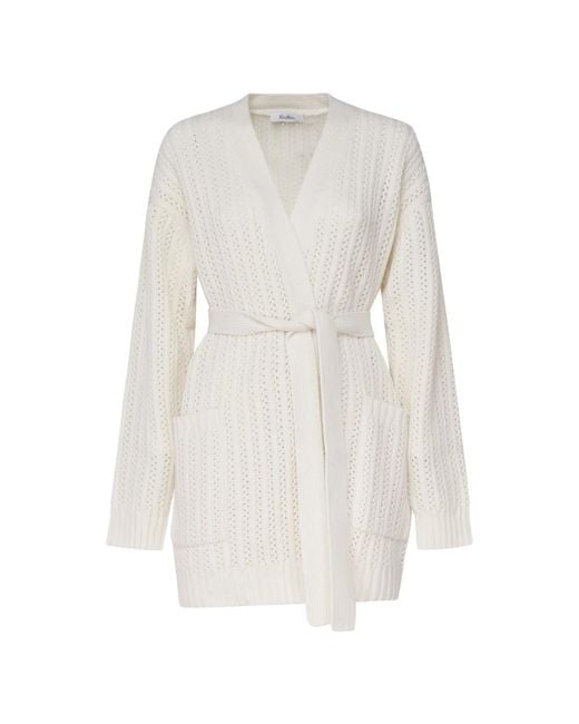Max Mara Truien & Vesten ,Wol Wollen Kasjmier Vest Met Ceintuur in het White