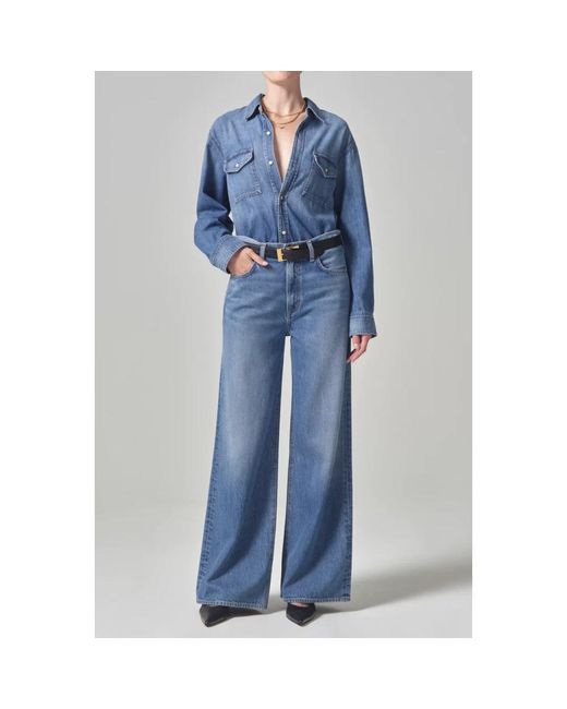 Citizens of Humanity Blue Baggy wide leg boot cut jeans