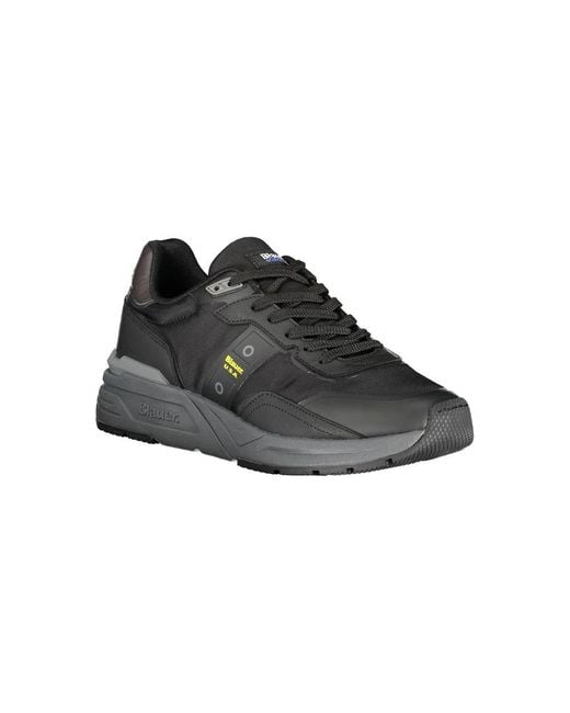 Blauer Schwarzer polyester sneaker in Black für Herren