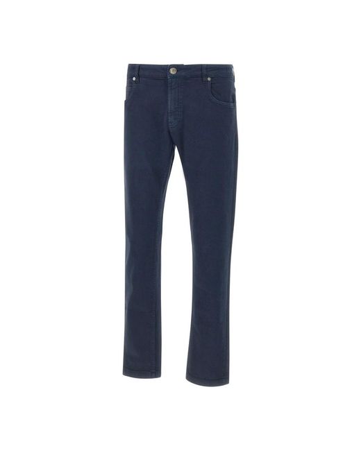 Eleventy Blue Straight Trousers for men