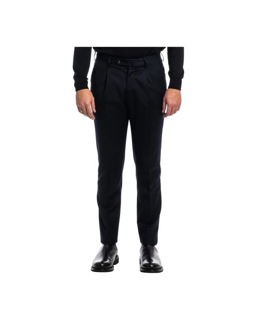 PT01 Broeken ,Blauw ,Wol Slim Fit Pantalone in het Black voor heren