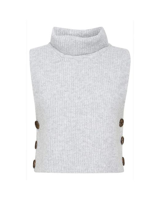 Cream Truien & Vesten ,Wit ,Polyester Korte Gebreide Slipover Lichtgrijs Melange in het White