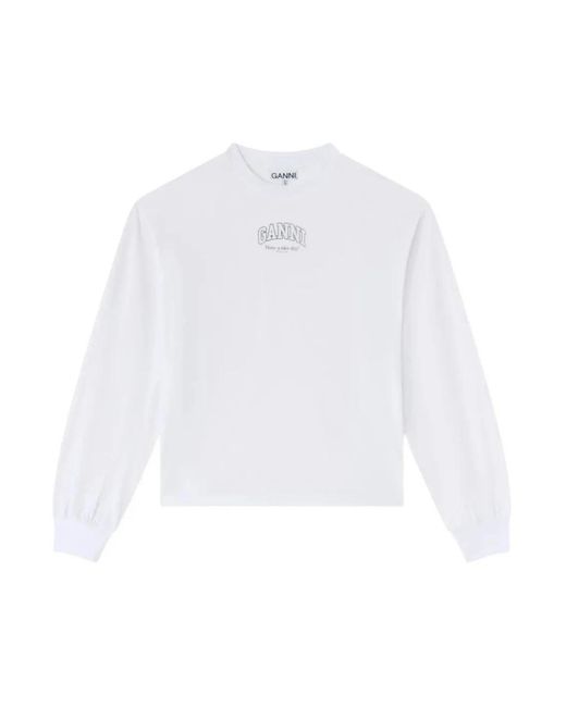 Ganni Essential Basic Long Sleeve in het White