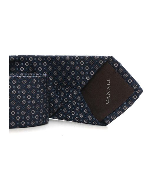 Canali Micro Pattern Seidenkrawatte in Blue für Herren