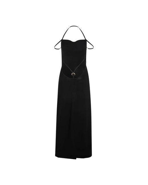 MARINE SERRE Black Schwarzes Neckholder-Kleid Mit Offenem Rücken Und Schlitz