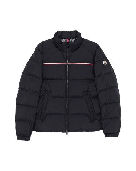 Moncler Jassen ,Zwart ,Polyester Korte Donsjas Met Tricolor Detail in het Black voor heren