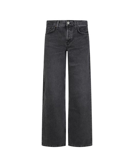 Agolde Jeans ,Zwart ,Rechte Jeans Met Lage Taille in het Gray
